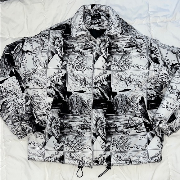 NWOT Zara Monochrome Comic Strip Graphic Puff Style Jacket - Picture 1 of 8